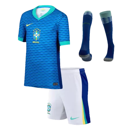 Kid's Brazil Away Jersey Full Kit Copa América 2024 - acejersey