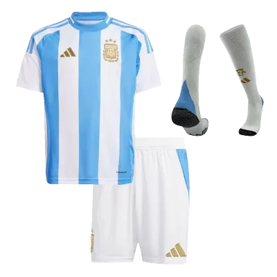 Kid's Argentina Home Jersey Full Kit Copa América 2024 - acejersey