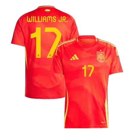 Men's Spain WILLIAMS JR. #17 Home Soccer Jersey Euro 2024 - acejersey