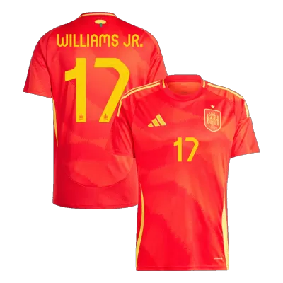 Men's Spain WILLIAMS JR. #17 Home Soccer Jersey Euro 2024 - acejersey