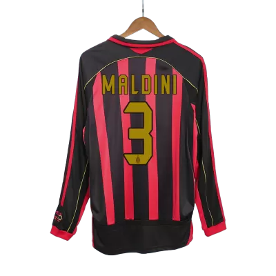 AC Milan MALDINI #3 Home Retro Long Sleeve Soccer Jersey 2006/07 - acejersey