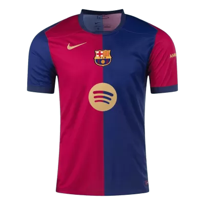 Men's Barcelona Home Soccer Jersey 2024/25 - Spotify Logo Without Text - acejersey