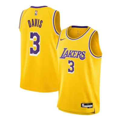 Youth Los Angeles Lakers Anthony Davis #3 Gold Swingman Jersey - Icon Edition - acejersey