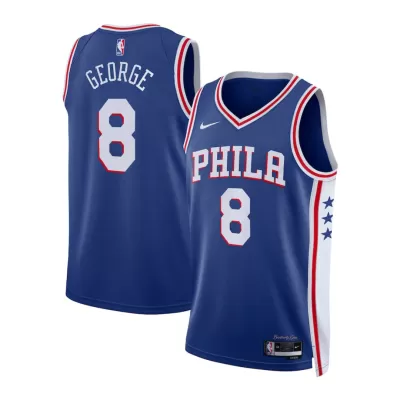 Men's Philadelphia 76ers Paul George #8 Royal Swingman Jersey - Icon Edition - acejersey