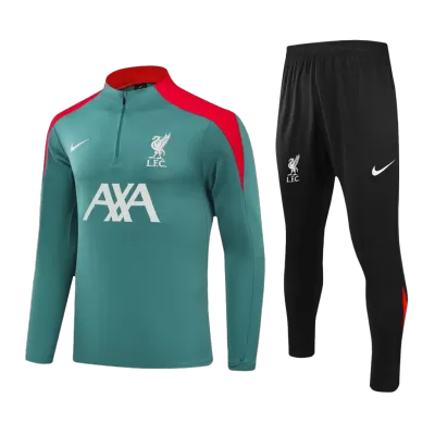 Kid's Liverpool Zipper Green Tracksuit 2024/25 - acejersey