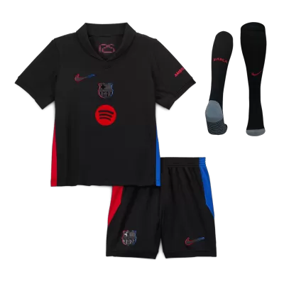 Kid's Barcelona Away Jersey Full Kit 2024/25 - Spotify Logo Without Text - acejersey