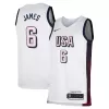 Men's USA Basketball LeBron James #6 White Swingman Jersey 2024 - acejersey