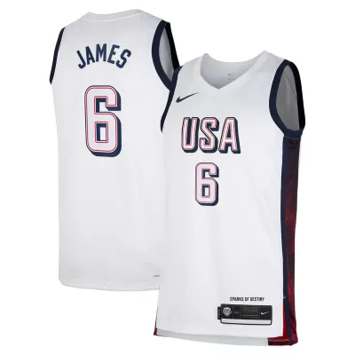 Men's USA Basketball LeBron James #6 White Swingman Jersey 2024 - acejersey