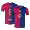 Barcelona GAVI #6 Home Soccer Jersey 2024/25 - Player Version - Spotify Logo Without Text - acejersey