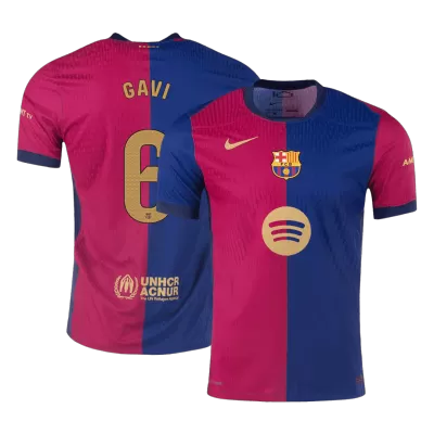 Barcelona GAVI #6 Home Soccer Jersey 2024/25 - Player Version - Spotify Logo Without Text - acejersey