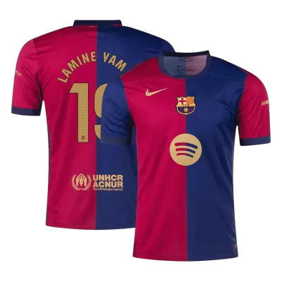 Men's Barcelona LAMINE YAMAL #19 Home Soccer Jersey 2024/25 - Spotify Logo Without Text - acejersey