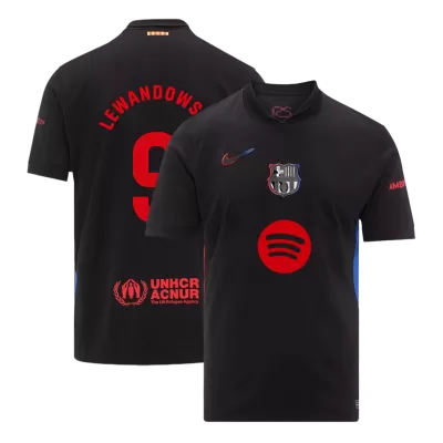 Men's Barcelona LEWANDOWSKI #9 Away Soccer Jersey 2024/25 - Spotify Logo Without Text - acejersey