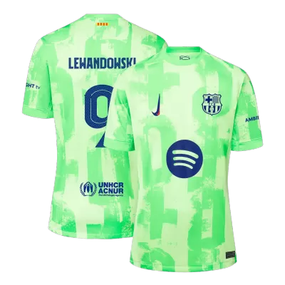 Men's Barcelona LEWANDOWSKI #9 Third Away Soccer Jersey 2024/25  UCL - Spotify Logo Without Text - acejersey