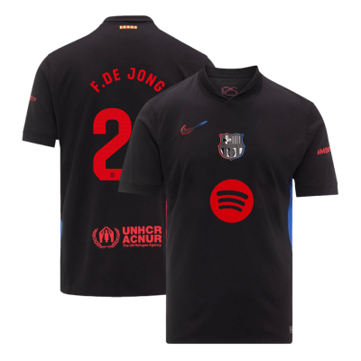 Men's Barcelona F.DE JONG #21 Away Soccer Jersey 2024/25 - Spotify Logo Without Text - acejersey