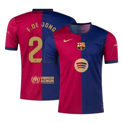 Men's Barcelona F.DE JONG #21 Home Soccer Jersey 2024/25 - Spotify Logo Without Text - acejersey