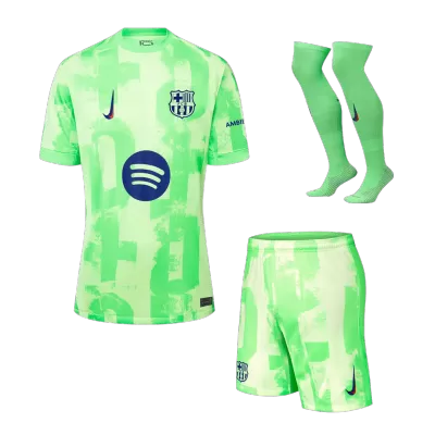 Men's Barcelona Third Away Jersey Full Kit 2024/25 Spotify Logo Without Text - UCL - acejersey