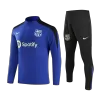 Barcelona 1/4 Zipper Blue Tracksuit Kit(Top+Pants) 2024/25 for Adults - acejersey