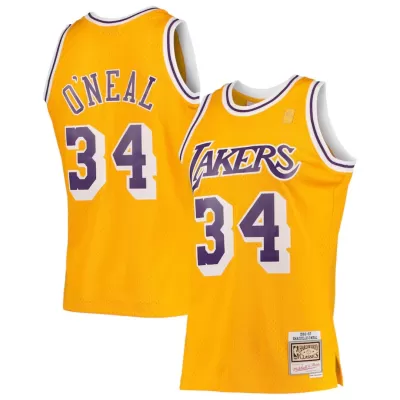 Men's Los Angeles Lakers O'NEAL #34 Yellow Hardwood Classics Swingman Jersey 1996/97 - acejersey