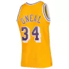 Men's Los Angeles Lakers O'NEAL #34 Yellow Hardwood Classics Swingman Jersey 1996/97 - acejersey