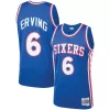 Men's Philadelphia 76ers Julius Erving #6 Blue Hardwood Classics Swingman Jersey 1976/77 - acejersey