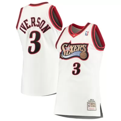 Men's Philadelphia 76ers Iverson #3 White Hardwood Classics Jersey 1997/98 - acejersey