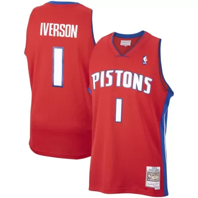 Men's Detroit Pistons Allen Iverson #1 Red Hardwood Classics Swingman Jersey 2008/09 - acejersey