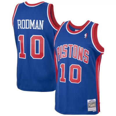 Men's Detroit Pistons Dennis Rodman #10 Blue Hardwood Classics Swingman Jersey 1988/89 - acejersey