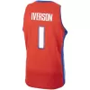 Men's Detroit Pistons Allen Iverson #1 Red Hardwood Classics Swingman Jersey 2008/09 - acejersey