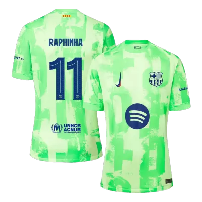 Men's Barcelona RAPHINHA #11 Third Away Soccer Jersey 2024/25 UCL - Spotify Logo Without Text - acejersey