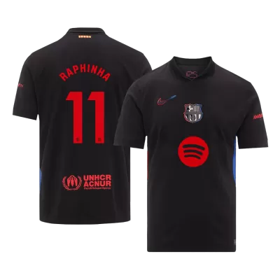 Men's Barcelona RAPHINHA #11 Away Soccer Jersey 2024/25 - Spotify Logo Without Text - acejersey