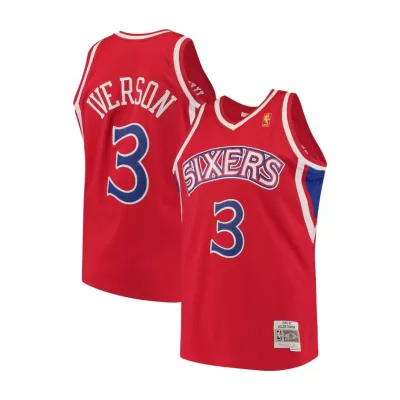 Men's Philadelphia 76ers Iverson #3 Red Hardwood Classics Jersey 1996/97 - acejersey