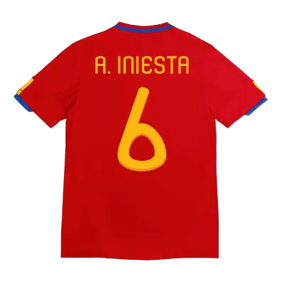 Spain A. INIESTA #6 Home Retro Soccer Jersey 2010 - acejersey