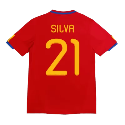 Spain SILVA #21 Home Retro Soccer Jersey 2010 - acejersey