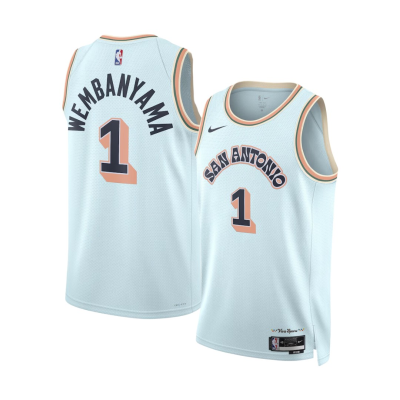 Men's San Antonio Spurs Victor Wembanyama #1 Light Blue City Swingman Jersey 2024/25 - acejersey
