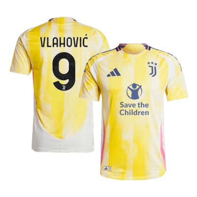 Juventus VLAHOVIĆ #9 Away Soccer Jersey 2024/25 - Player Version (Save The Children Sponsor) - acejersey