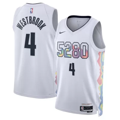 Men's Denver Nuggets Russell Westbrook #4 White City Swingman Jersey 2024 - acejersey