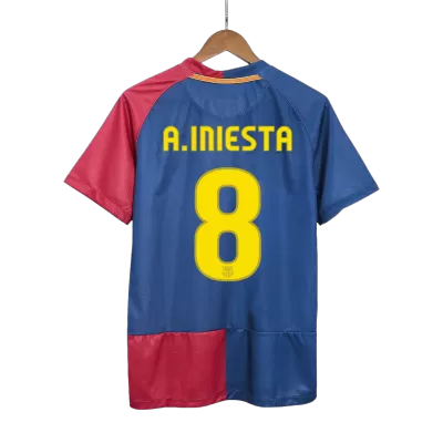 Barcelona A.INIESTA #8 Home Retro Soccer Jersey 2008/09 - UCL Final - acejersey