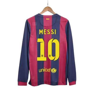 Barcelona MESSI #10 Home Retro Long Sleeve Soccer Jersey 2014/15 - acejersey