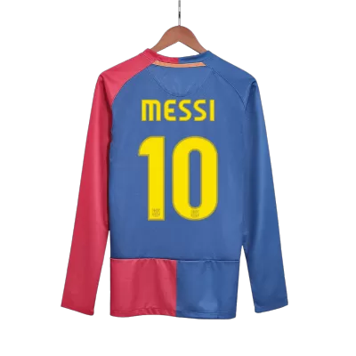 Barcelona MESSI #10 Home Retro Soccer Jersey Long Sleeve 2008/09 - UCL Final - acejersey