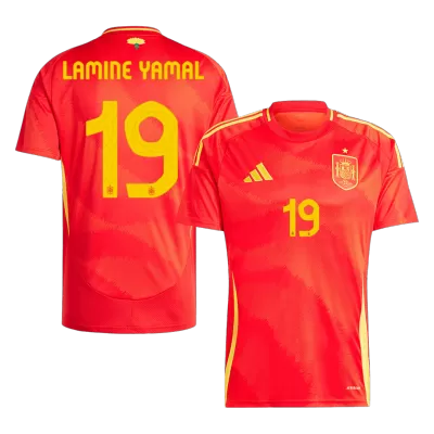 Men's Spain LAMINE YAMAL #19 Home Soccer Jersey Euro 2024 - acejersey