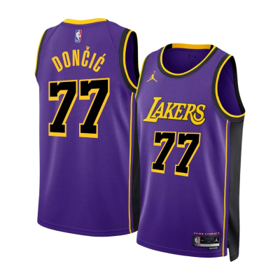 Men's Los Angeles Lakers Luka Doncic #77 Purple Statement Swingman Jersey 2024/25 - acejersey
