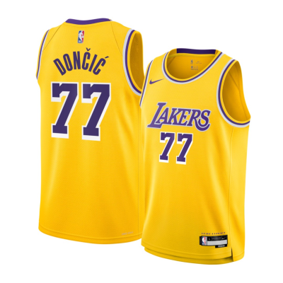 Men's Los Angeles Lakers Luka Dončić #77 Gold Icon Swingman Jersey 2022/23 - acejersey