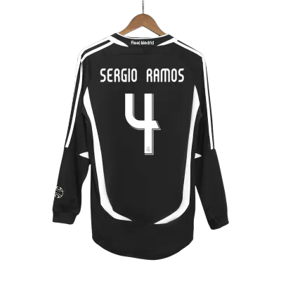 Real Madrid SERGIO RAMOS #4 Away Retro Long Sleeve Soccer Jersey 2006/07 - acejersey