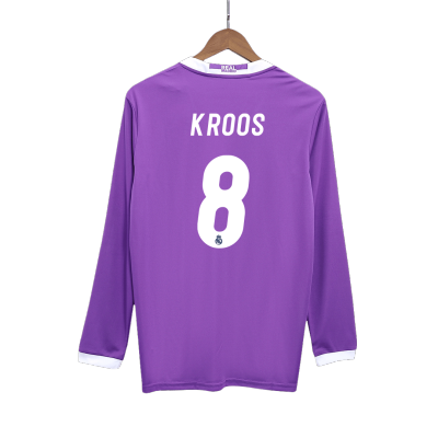 Real Madrid KROOS #8 Away Retro Long Sleeve Soccer Jersey 2016/17 - acejersey