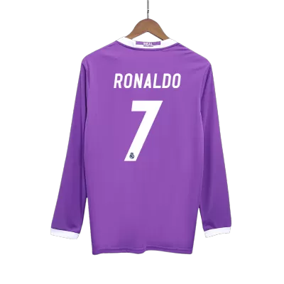 Real Madrid RONALDO #7 Away Retro Long Sleeve Soccer Jersey 2016/17 - acejersey