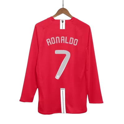 Manchester United RONALDO #7 Home Retro Long Sleeve Soccer Jersey 2007/08 - UCL Final - acejersey