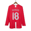 Manchester United SCHOLES #18 Home Retro Long Sleeve Soccer Jersey 2007/08 - UCL Final - acejersey