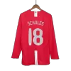 Manchester United SCHOLES #18 Home Retro Long Sleeve Soccer Jersey 2007/08 - UCL Final - acejersey