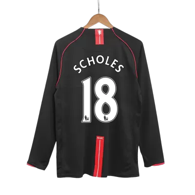 Manchester United SCHOLES #18 Away Retro Long Sleeve Soccer Jersey 2007/08 - acejersey