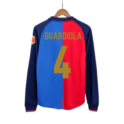 Barcelona GUARDIOLA #4 Home Retro Long Sleeve Soccer Jersey 1999/00 - 100th Anniversary - acejersey